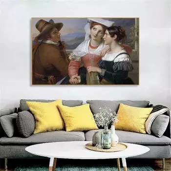 Настенное искусство, ретро, абстрактная картина маслом, европейский художественный женский музыкальный постер, винтажный настенный панно для украшения гостиной 21cm30cm NoFrame