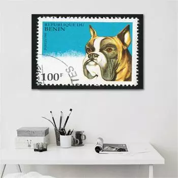 Настенное искусство, ретро-штамп с собакой, винтажный холст, картина, Настенный декор, украшение для гостиной, куадрос, забавные животные, почтовая марка 21cm30cm NoFrame