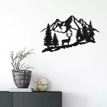 Настенное искусство с металлическим оленем — дизайн с изображением лесного и горного оленя, железное искусство для декора домика, настенного декора и настенных наклеек армия зеленый