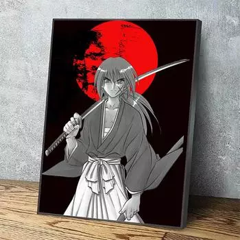 Настенное искусство с принтом Луны Rurouni Kenshin, картины на холсте, аниме, крутой домашний декор для мальчиков, модульная рамка для рисования, Cuadros для гостиной 21*30cm