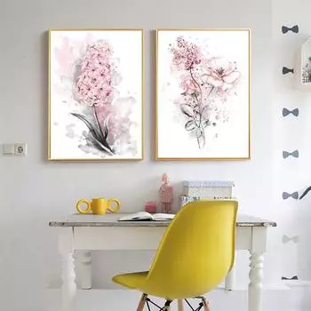 Настенное искусство с розовыми цветами, живопись маслом, постеры и принты для украшения дома, современные скандинавские картины, фрески для гостиной 21cm30cm NoFrame