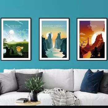 Настенное искусство Шира Картина на холсте Пейзаж Средиземья Властелин Колец Постеры и принты Настенные картины Подарки для путешествий Декор для гостиной 21x30cm No Framed