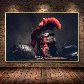 Настенное искусство Шлем спартанского воина Печать на холсте Картина Скандинавский постер и принты Картина для гостиной Украшение дома Куадрос Без рамки 20*40cm No Frame