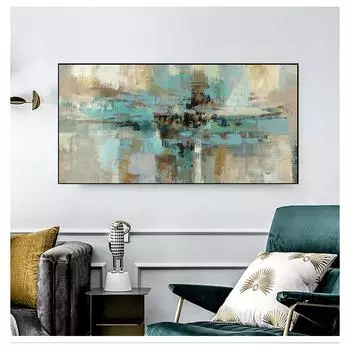 Настенное искусство синие постеры и принты, настенная декоративная картина для гостиной, домашний декор, абстрактная картина маслом на холсте, большая 21cm30cm NoFrame