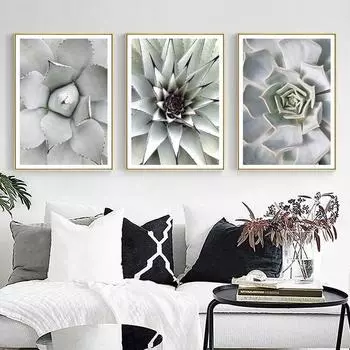 Настенное искусство, сочная картина на холсте, плакат с зелеными растениями и принты, украшение для столовой, современное растение, декор для отеля 21cm30cm NoFrame