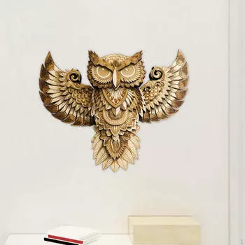 Настенное искусство «Сова» ручной работы — уникальная деревянная скульптура для домашнего декора 21x16x3.5cm