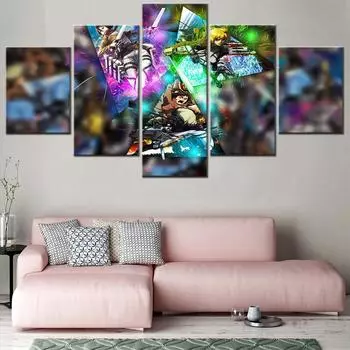 Настенное искусство, современный декоративный принт, настенная живопись, холст, постер для комнаты, 5 шт., Атака на Титанов, японское аниме, домашние постеры, эстетические без рамки 20x35cm*2 20x45cm*2 20x55cm*1