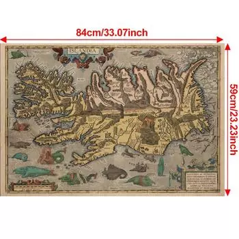 Настенное искусство в античном стиле, холст с винтажной картой, декор для стен, кабинет, географический, инструменты для туризма/образования, декор для комнаты A2-59*42cm
