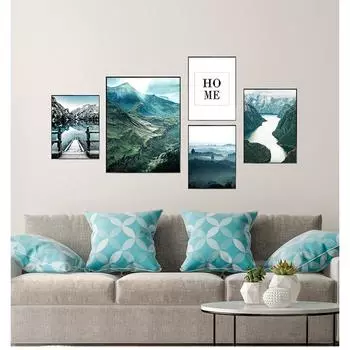 Настенное искусство в скандинавском стиле с принтом на холсте, картина для украшения гостиной, картина, скандинавское озеро Доломитовых Альп, природный пейзаж 21x30cm No Frame