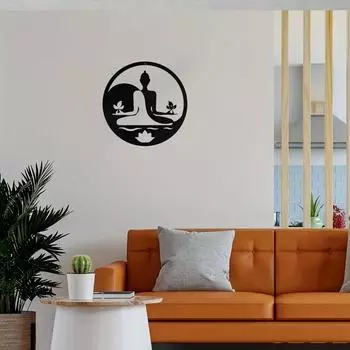 Настенное искусство «Железный Будда» — элегантное украшение для медитации, духовности, гостиной, спальни, студии йоги и офисного декора светло-серый