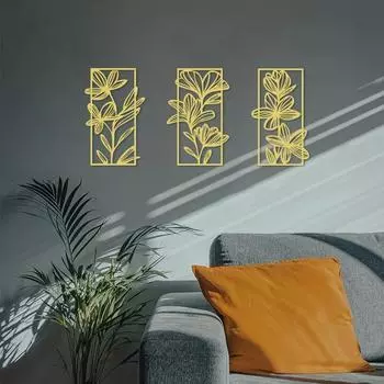 Настенное искусство «Золотой цветок» — элегантный цветочный металлический декор для спальни и гостиной, стильное украшение для кровати и стен светло-зеленый