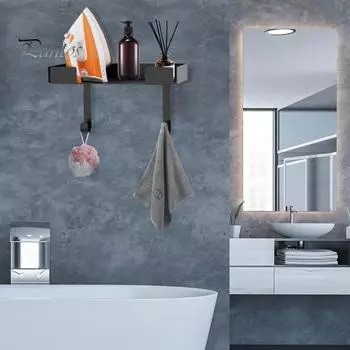 Настенное крепление Держатель для гладильной доски Прочная металлическая вешалка для гладильного стола Прачечная Многофункциональная гладильная доска Органайзер для хранения парового утюга чёрный