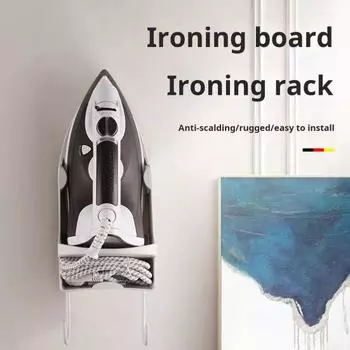 Настенное крепление Держатель для гладильной доски Металлическая вешалка Жаропрочная прочная несущая способность Простая установка Держатель для утюга Стеллаж для хранения чёрный