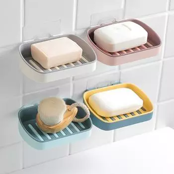 Настенное крепление для домашней ванной комнаты без сверления, губка, держатель для мыла, сливной лоток для посуды серый