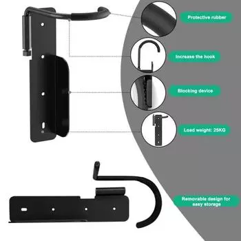 Настенное крепление для гаража, велосипедная стойка, вертикальный велосипедный дисплей, подвесной крючок, настенная вешалка для гаража для шлема, универсальная стойка для парковки велосипеда чёрный