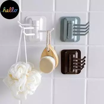 Настенное крепление для кухни, ванной комнаты, самоклеящиеся крючки, вращающаяся вешалка для полотенец и мелочей синий