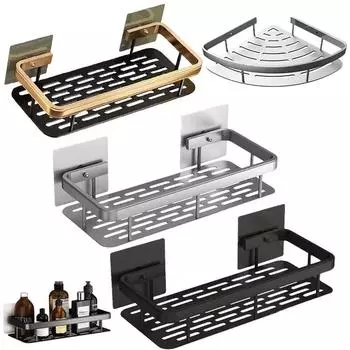 Настенное крепление для ванной комнаты, держатель для хранения шампуня и макияжа, аксессуары для ванной комнаты, настенная полка без сверления, держатель для душа для туалета