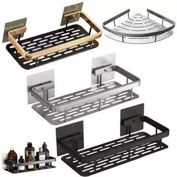 Настенное крепление для ванной комнаты, держатель для хранения шампуня и макияжа, аксессуары для ванной комнаты, настенная полка без сверления, держатель для душа для туалета