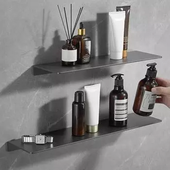 Настенное крепление для ванной комнаты, плавающая полка, без клея, сверхпрочный алюминиевый сплав, многофункциональная стойка для хранения, держатель, органайзер, товары для дома 30cm чёрный