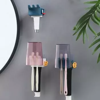 Настенное крепление для зубной пасты, подставка для хранения зубных щеток, дозатор для очищающего средства для лица синий