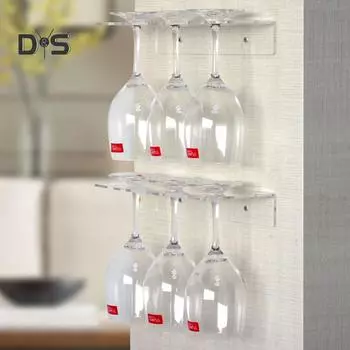 Настенное крепление DYS для дома и кухни, 3 слота, акриловая подвесная стойка для бокалов для вина, подстаканник, полка
