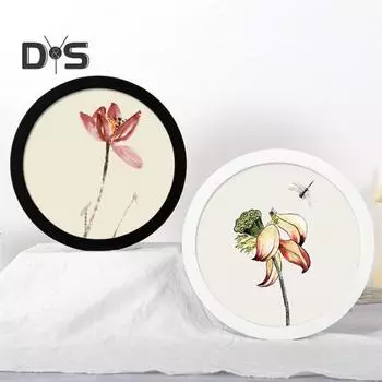 Настенное крепление, круглая фоторамка, деревенская деревянная рамка для картин, художественная живопись, рамка для дома, офиса, спальни, настенное украшение белый