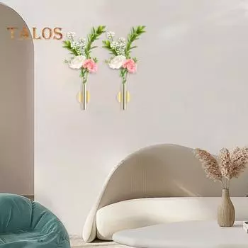 Настенное крепление металлическая трубка для цветов самоклеящаяся без сверления круглая подставка для дисплея в форме сердца с настоящими сухими цветами для домашнего офиса гостиной стены двери крыльца Round розового золота