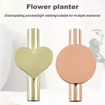 Настенное крепление металлическая трубка для цветов самоклеящаяся без сверления круглая подставка для дисплея в форме сердца с настоящими сухими цветами для домашнего офиса гостиной стены двери крыльца Heart розового золота