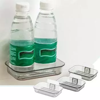 Настенное крепление мыльницы без дрели Современный прозрачный ПЭТ Быстрый слив Столешница Кухня Ванная комната Шампунь Бар Душ Держатель для мыла Контейнер Коробка Saver