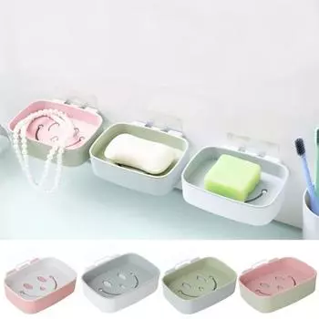 Настенное крепление мыльницы, двухслойное быстрое сливание, клей без сверления, современная кухня, ванная комната, душ, держатель для мыла, контейнер, ящик для хранения белый