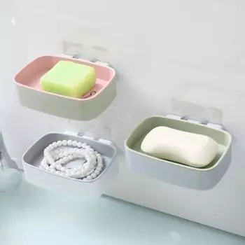 Настенное крепление мыльницы, двухслойное быстрое сливание, клей без сверления, современная кухня, ванная комната, душ, держатель для мыла, контейнер, ящик для хранения белый