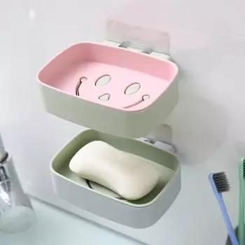 Настенное крепление мыльницы, двухслойное быстрое сливание, клей без сверления, современная кухня, ванная комната, душ, держатель для мыла, контейнер, ящик для хранения белый