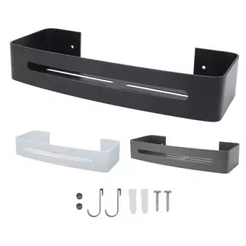Настенное крепление Полка для ванной комнаты Душевая ванна Однослойная алюминиевая плавающая настенная полка для ванной комнаты Black
