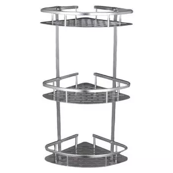 Настенное крепление, угловая полка, 3 слоя, треугольный дырокол, свободный полый слив, ванная комната, душ, стойка для хранения шампуня, держатель, органайзер, принадлежности для ванной комнаты серебряный