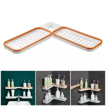 Настенное крепление, угловая полка, вращающаяся на 180 градусов, полый слив, ванная комната, душ, стойка для хранения шампуня, держатель, органайзер, принадлежности для ванной комнаты серый