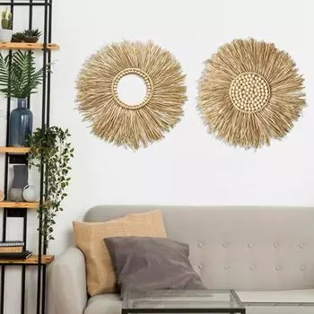 Настенное настенное круглое зеркало ручной работы, деревянные бусины, украшение для домашнего офиса, декор 1