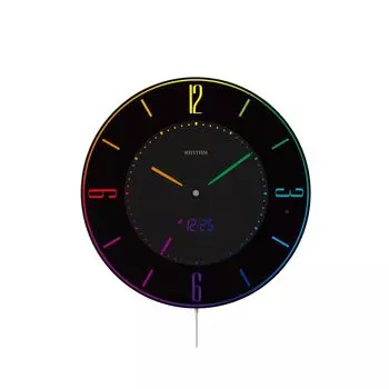 Настенное настольное радио RHYTHM 365 Push Change 8RZ197SR02 Часы, Часы, Часы, Цвета, LED, Цвет, Функция, Черный, Iroria, 27x2.1см чёрный