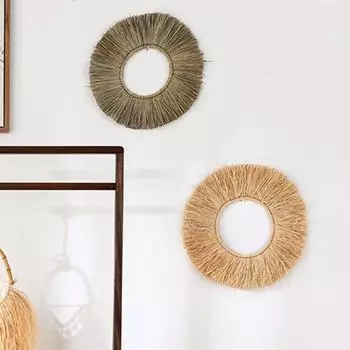 Настенное подвесное компактное долговечное легкое креативное элегантное соломенное украшение ручной работы для галереи 8