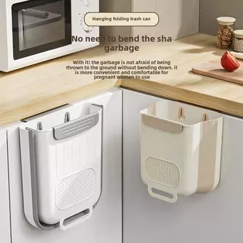 Настенное складное кухонное мусорное ведро с крючком для шкафа Small 6L серый/белый