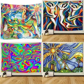 Настенное украшение для дома, гостиной, спальни, офиса, психоделический богемный гобелен с принтом мандалы 100x75cm