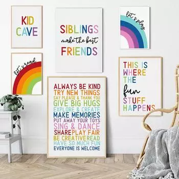 Настенное украшение для игровой комнаты, узор для игры, детская прогулка, холст, постер, правила игровой комнаты, изображение с цитированием 21cm30cm NoFrame