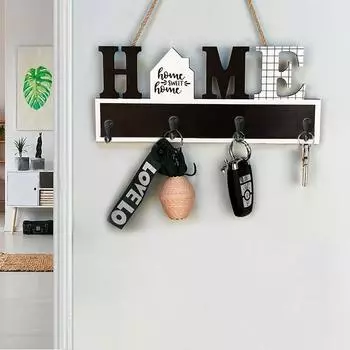 Настенное украшение Подвесной черный белый крючок Деревянный домашний крючок Письмо Крючок Домашнее украшение
