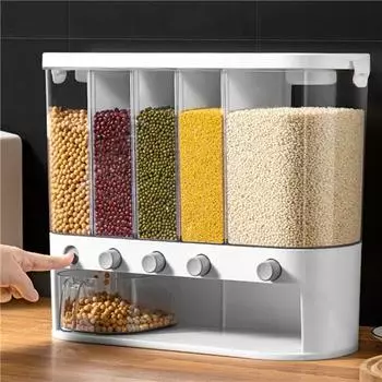 Настенное ведро для риса 10 л/6 л, секретный ящик для хранения пищевых зерен, герметичный влагостойкий резервуар, кухонный контейнер для диспенсера для круп 6L синий
