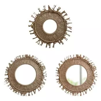 Настенное зеркало с бахромой из хлопковой веревки макраме и кисточками