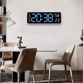 Настенные часы бесшумные светодиодные с питанием от USB 9-дюймовый дисплей времени недели температуры и влажности большой электронный будильник цифровые настольные часы домашний декор
