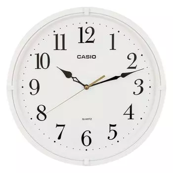Настенные часы CASIO белого цвета с аналоговой непрерывной секундной стрелкой диаметром 33,1 см IQ-88-7JF