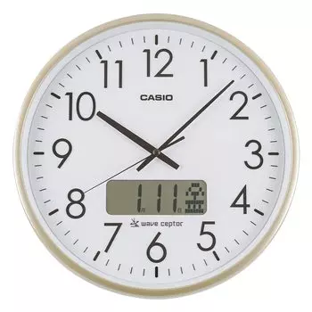 Настенные часы CASIO Radio Wave Gold Диаметр 36 см Аналоговая программа Функция сигнала времени Календарь Дисплей IC-2100J-9JF белый