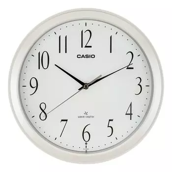 Настенные часы CASIO с радиоприемником белого цвета, аналоговая секундная стрелка останавливается ночью 26,8 см IQ-1060J-7JF