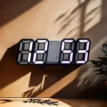 Настенные часы Цифровой будильник Современная кухня Электронный Smart 3D USB блок питания LED Время Дата Температура Дисплей Настольный Спальня белый