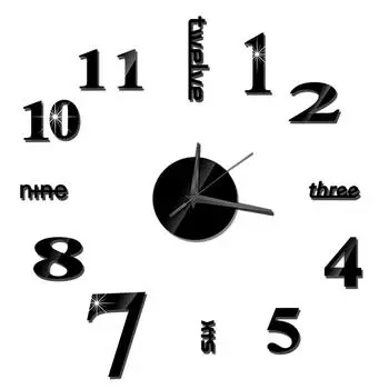 Настенные часы DIY, безрамное зеркало, настенные часы, большие немые настенные наклейки для чёрный